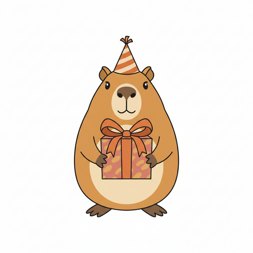 Capy holding a gift