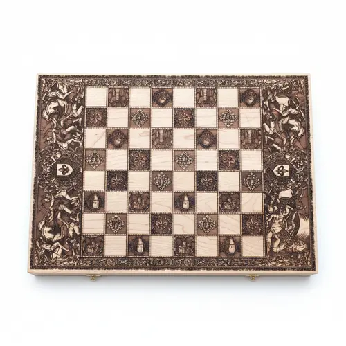Engraved Wooden Chess Board